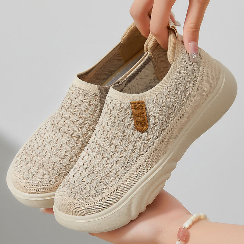 Damen Slip-On Schuhe Leicht Bequem Strickoptik Sommer