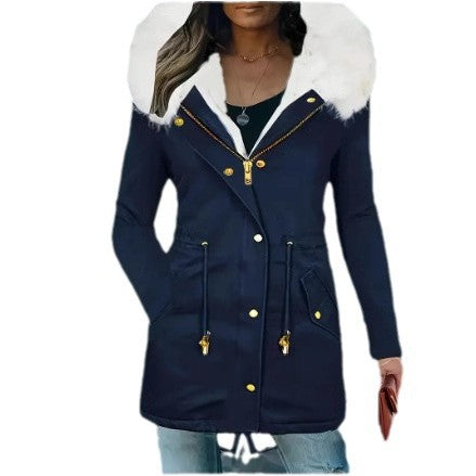 Damen Winterjacke Gefüttert Warm mit Abnehmbarer Kapuze