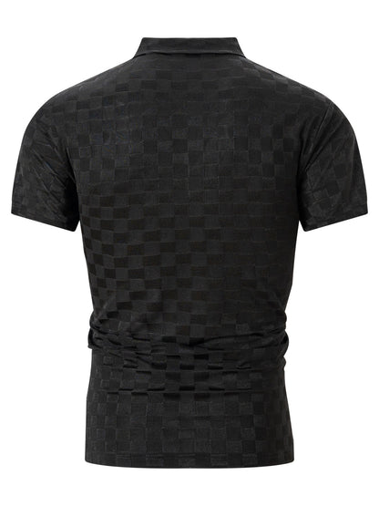 Herren Polo-Shirt Strukturiert Reißverschluss Modern - BerlinGlamour