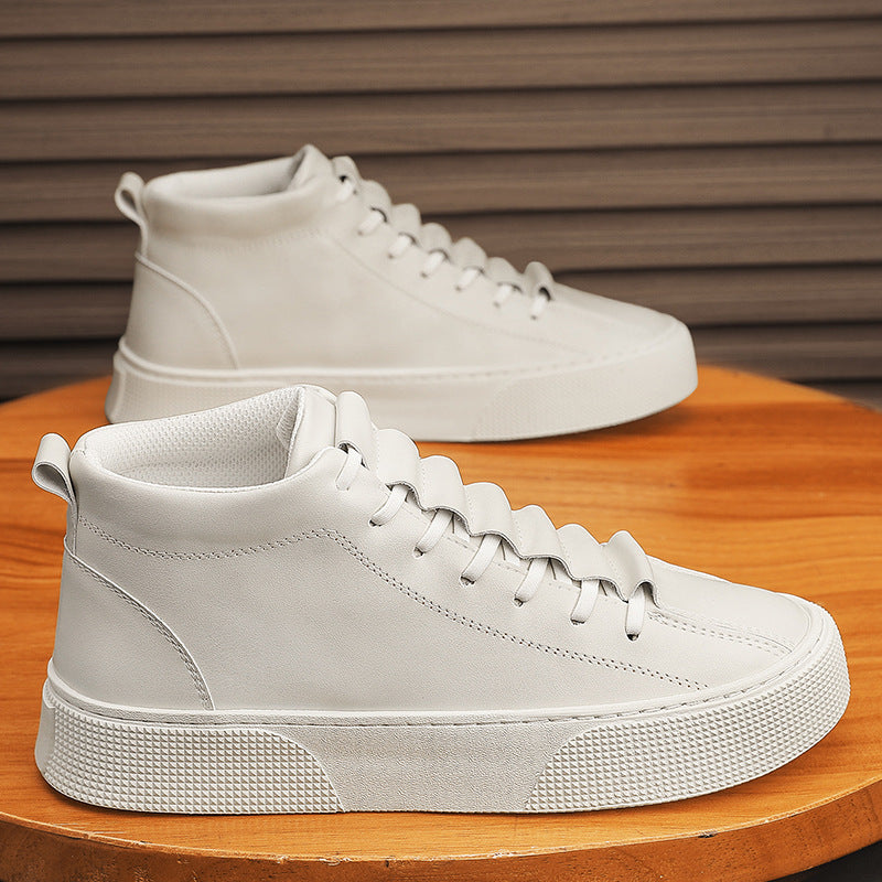 Damen Sneaker High-Top Kunstleder rutschfest Schwarz Mode