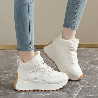Damen Sneaker High-Top Rutschfest Bequem Schwarz