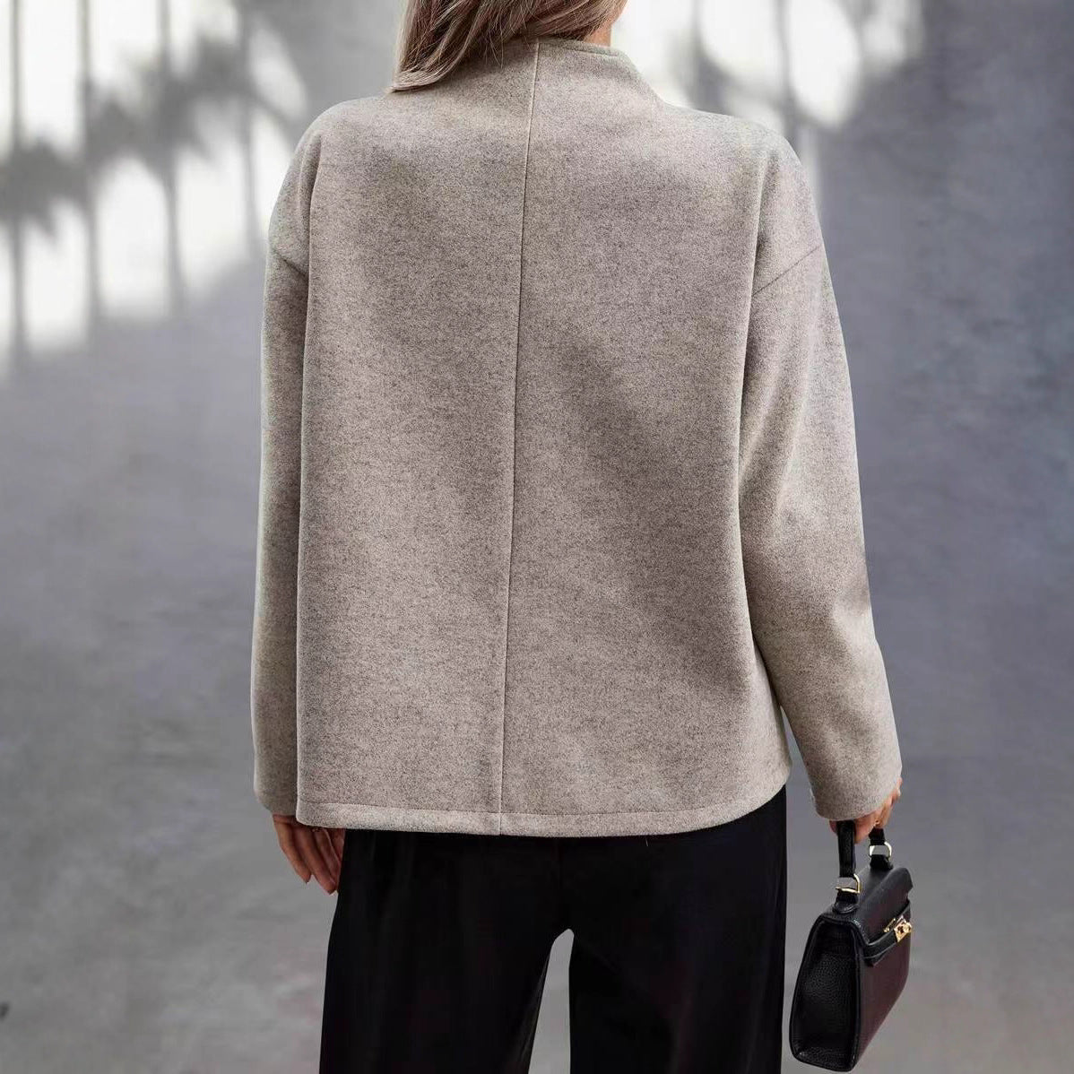 Damen Wolljacke Elegante Modisch Doppelknopf