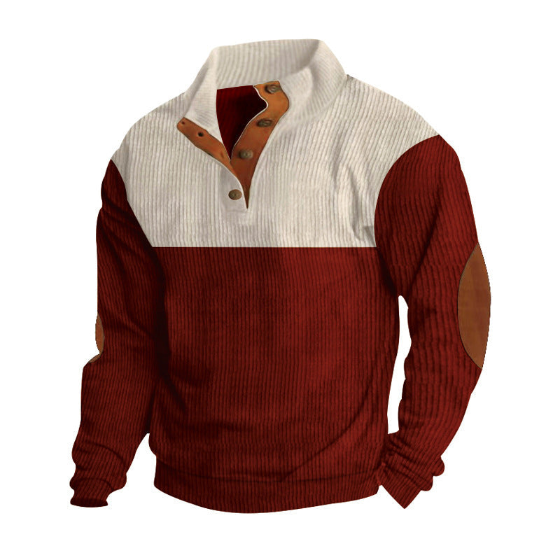 Herren Pullover Stehkragen Modern mit Knöpfen Elegant
