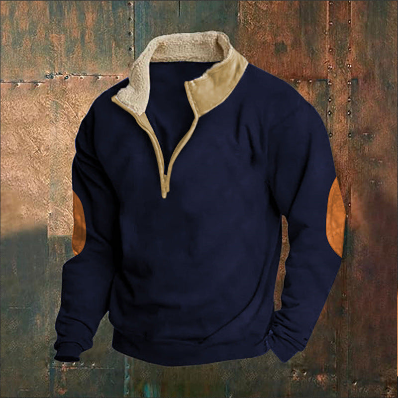 Herren Fleece Pullover Robust Leder Optik Warm - BerlinGlamour