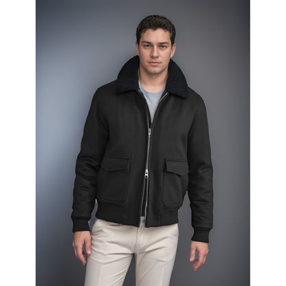 Herren kuschelweiche Winterjacke mit Teddykragen und aufgesetzten Taschen BerlinGlamour.