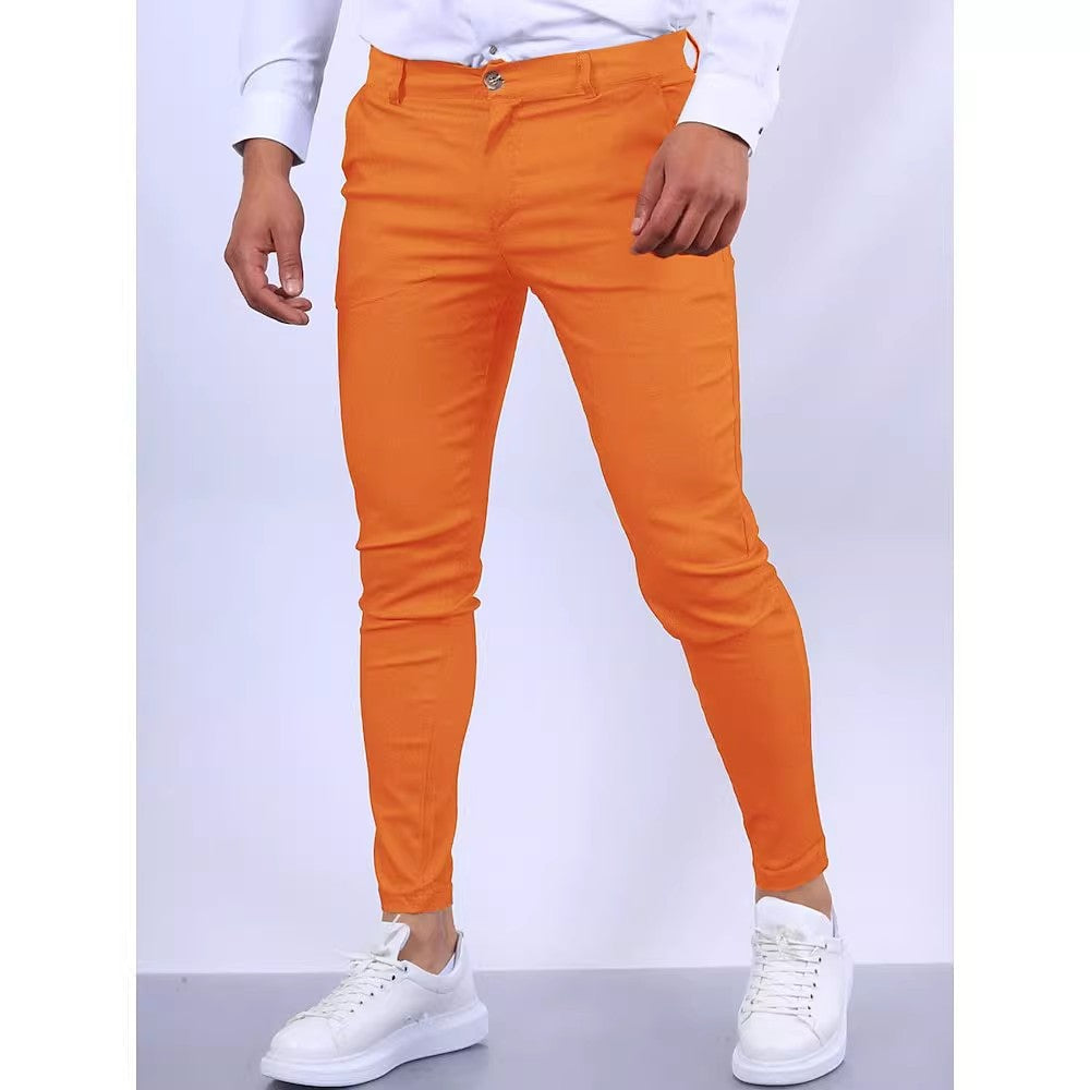 Herren Slim-Fit Chino Hose Elastisch Mit Taschen