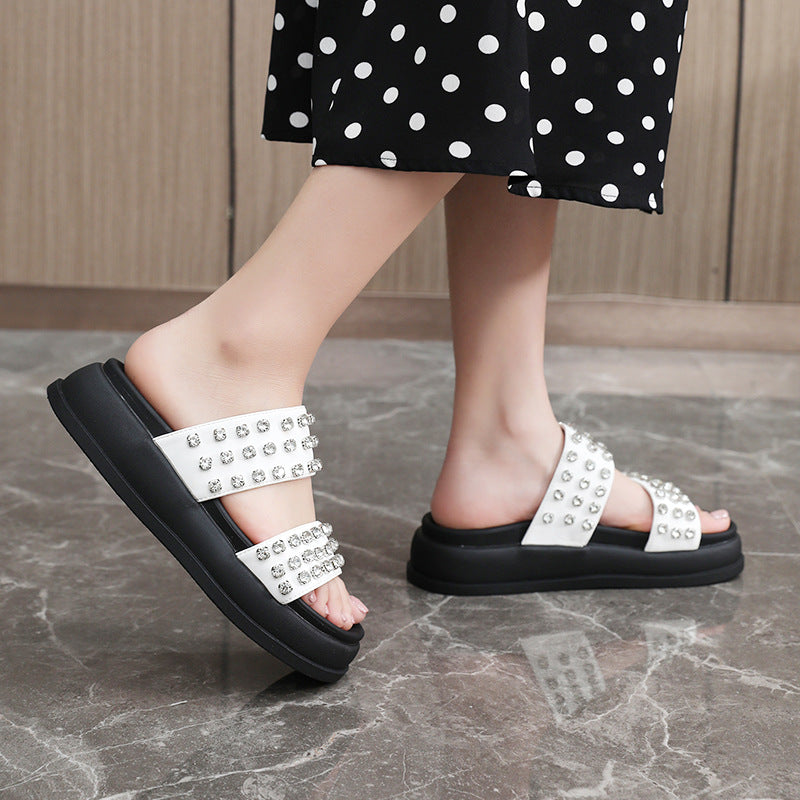 Damen Strandsandalen Glamourös mit Kristallsteinen