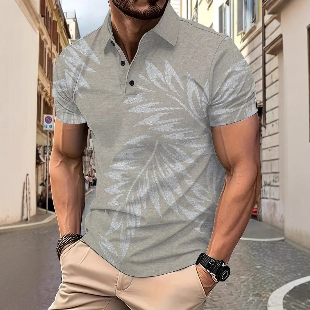 Herren Poloshirt Atmungsaktiv Tropisches Muster Sommermode - BerlinGlamour