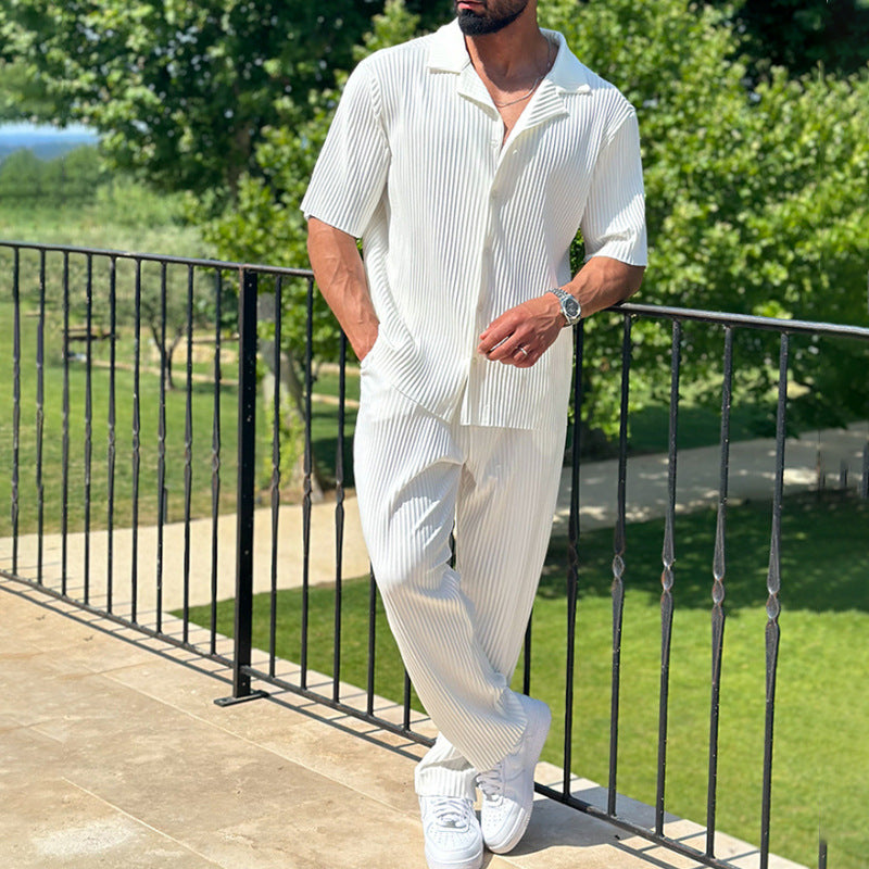 Herren Sommeranzug Set Streifenmuster Elegant Modern