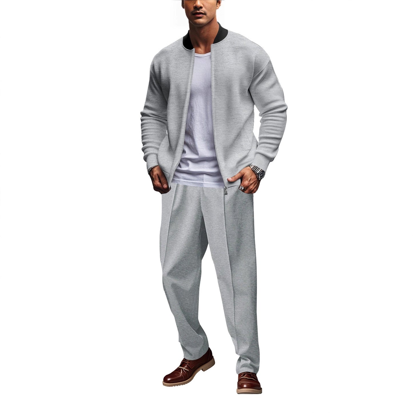 Herren Jogginganzug Lässig Bomberjacke Hose Set Sportlich