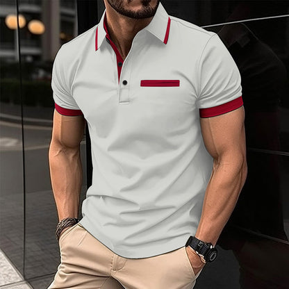 Herren Polohemd Modern Baumwolle Kontrastdetails Elegant
