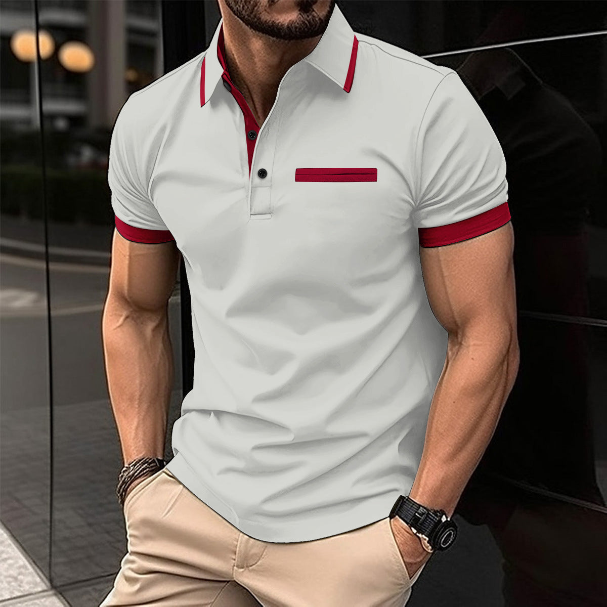 Herren Polohemd Modern Kontrast Akzente Berlin Style