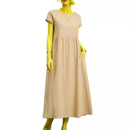 Damen Midikleid Lässig Mit Taschen Sommerkleid