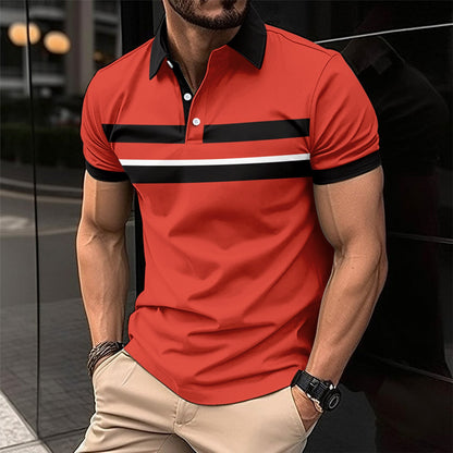 Herren Poloshirt Atmungsaktiv Kontraststreifen Modern
