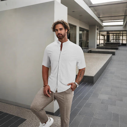 Herren Kurzarmhemd Modern Komfortabel Sommer