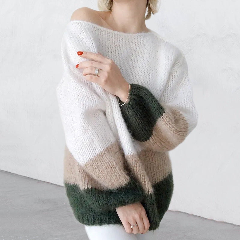 Damen Strickpullover Weich Modisch Lässig
