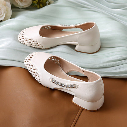 Damen Ballerinas Glänzend Flechtmuster Modern