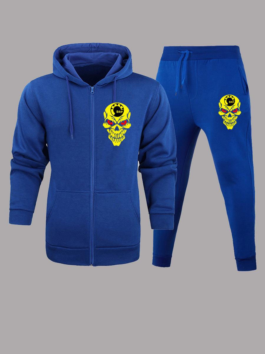 Herren Kapuzenanzug Totenkopf Design Schwarz Streetwear