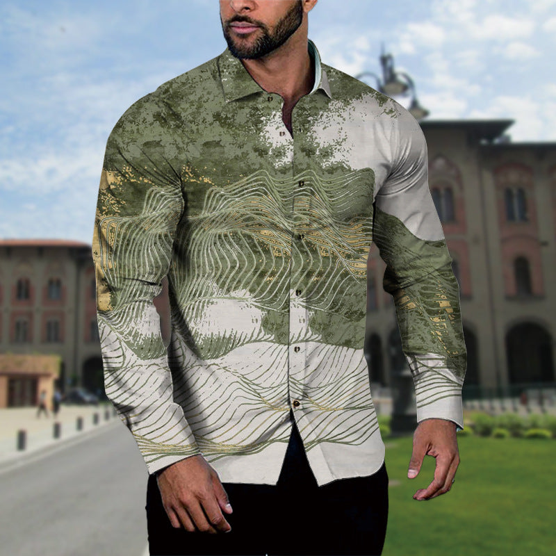 Herren Langarmhemd Boucle Muster Modern Stilvoll