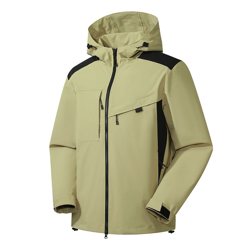 Herren Outdoor-Jacke Wasserdicht mit Kapuze und Reißverschlüssen