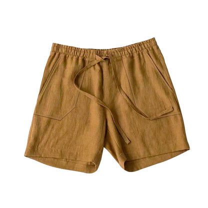 Herren Leinen Shorts Bequem Elastisch Sommer
