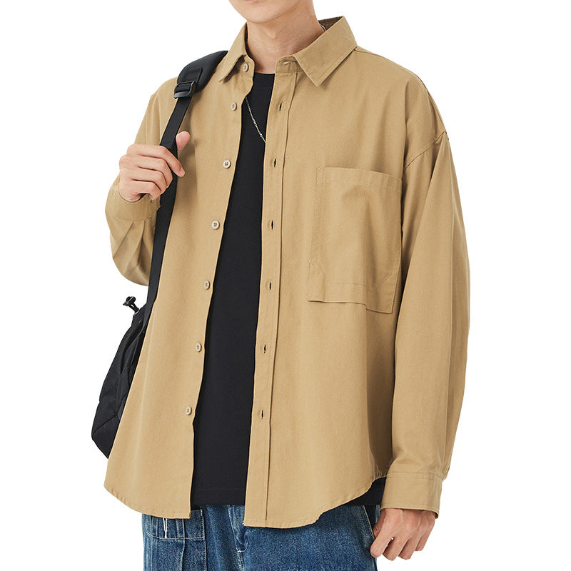 Herren Hemdjacke Lässig Baumwolle mit Brusttasche Modern