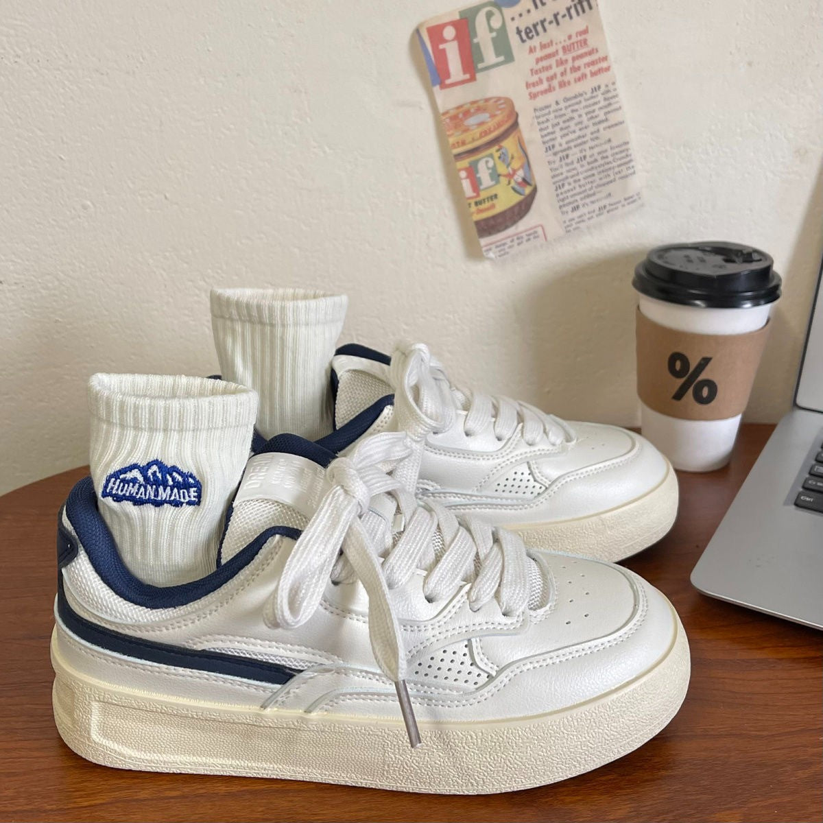Damen Sneaker Retro Style Bequem Gepolstert