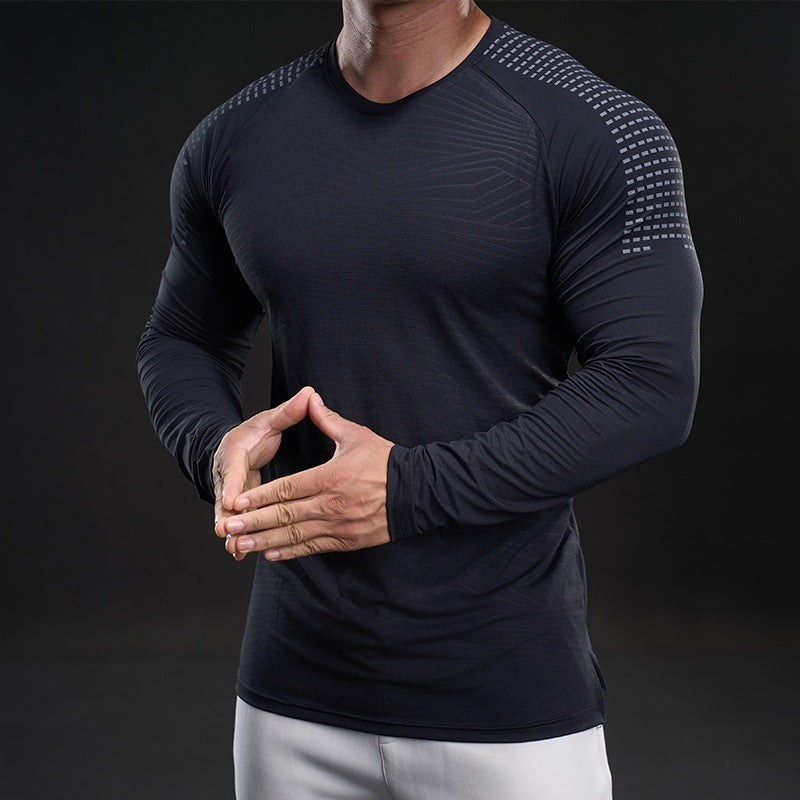 Herren Langarmshirt atmungsaktiv Mesh Funktionsshirt Sportlich