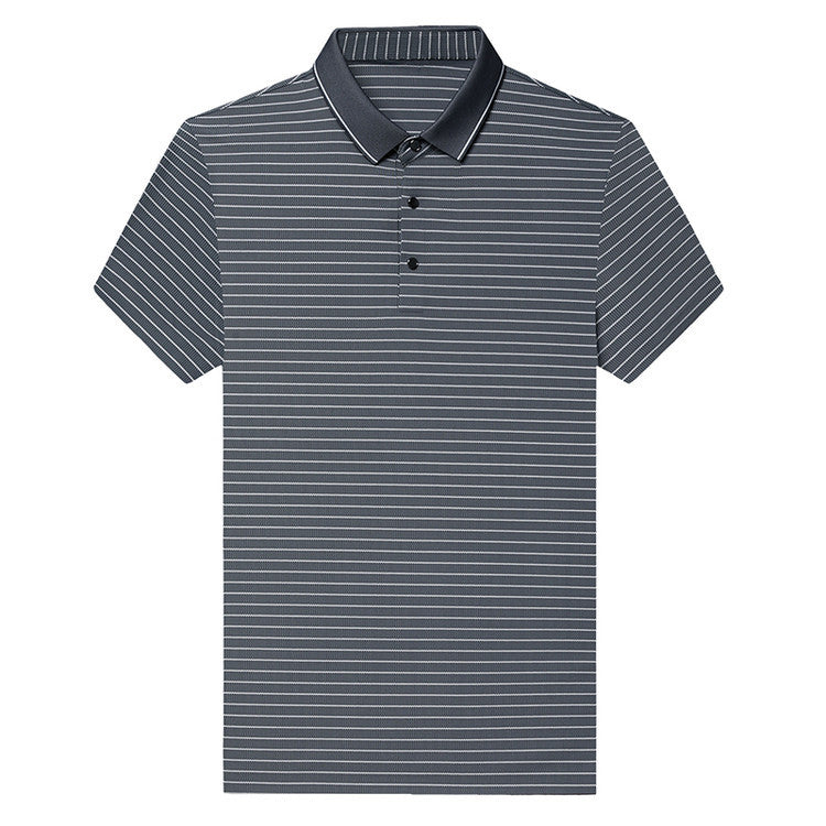 Herren Poloshirt Kurzarm Fein Streifenmuster Atmungsaktiv Modern
