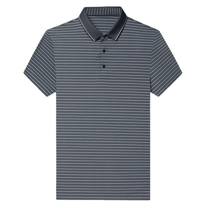 Herren Poloshirt Kurzarm Fein Streifenmuster Atmungsaktiv Modern