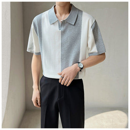 Herren Poloshirt Modern Farbblockdesign Locker - BerlinGlamour