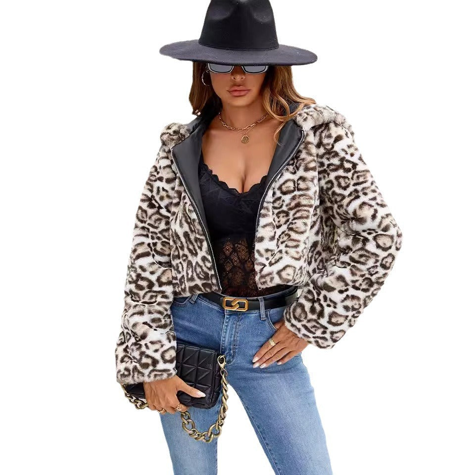 Damen Kunstfelljacke Modern mit Kontrast Details Schwarz
