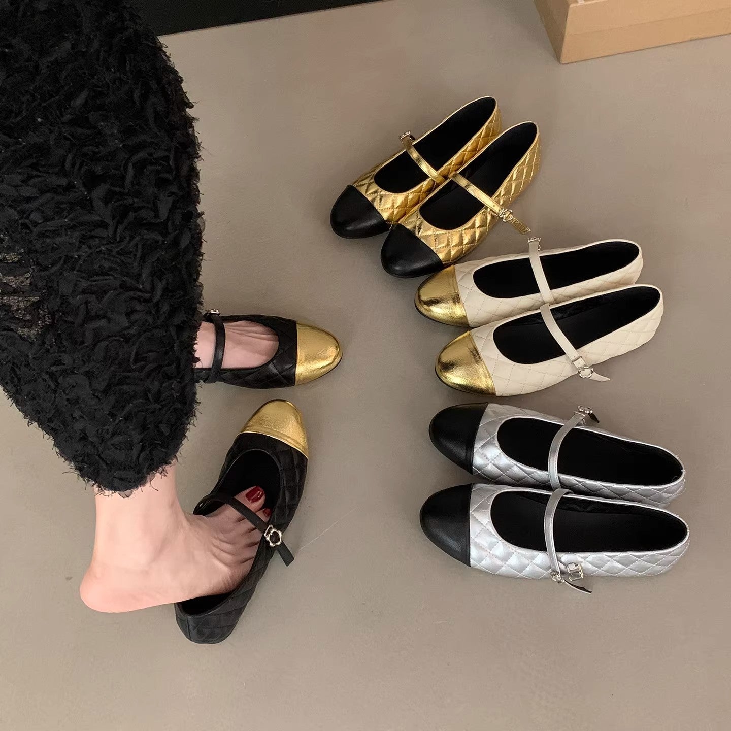 Damen Ballerinas Elegante Riemen Schuhe Glitzer - BerlinGlamour