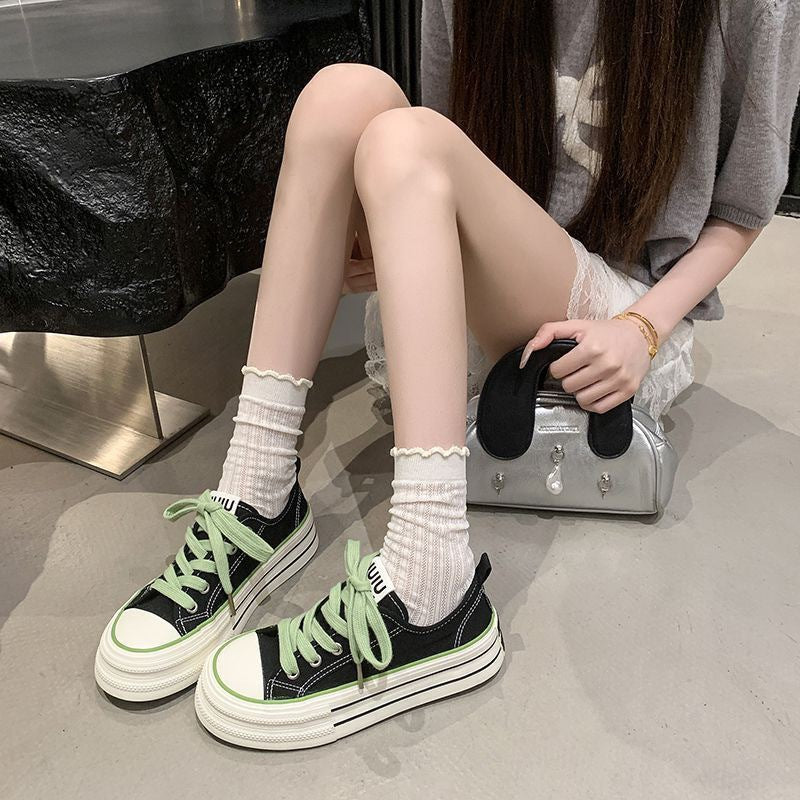 Damen Plateausneaker Sportlich Atmungsaktiv Canvas
