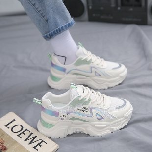 Damen Sneaker Chunky Glänzend Auffällig Modisch