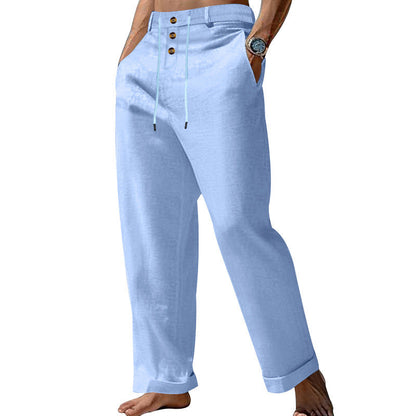 Herren Leinenhose Bequem Mit Verstellbarem Bund