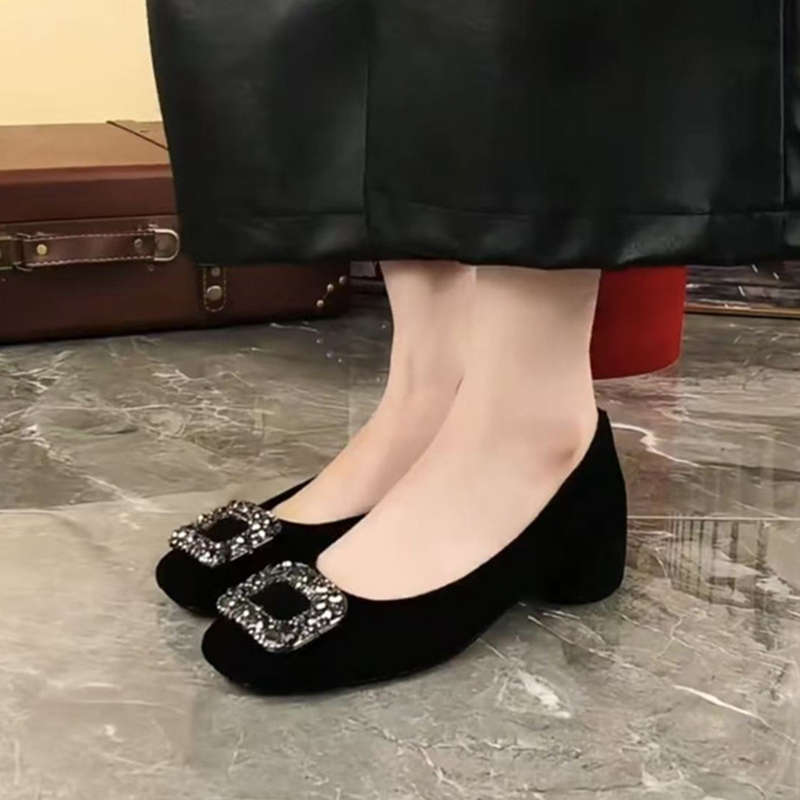 Damen Ballerinas mit Glitzer Schleife Schwarz