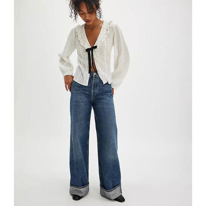 Damjeans Weite Bein Modisch Elastic - BerlinGlamour