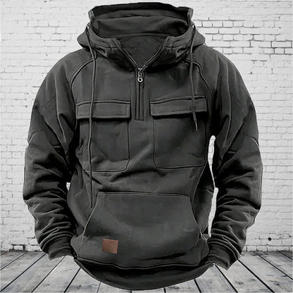 Herren Kapuzenpullover Modern mit Taschen Schwarz - BerlinGlamour
