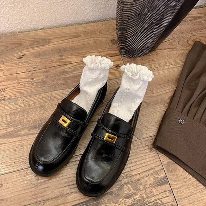 Damen Loafers Elegante Schuhe mit Schnalle Schwarz - BerlinGlamour