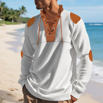 Für den Online-Shop Herren lässiges Langarm-Henley-Shirt schreibe ich: 

Herren lässiges Langarm-Henley-Shirt → Elegantes Herren-Shirt mit stilvollem Design