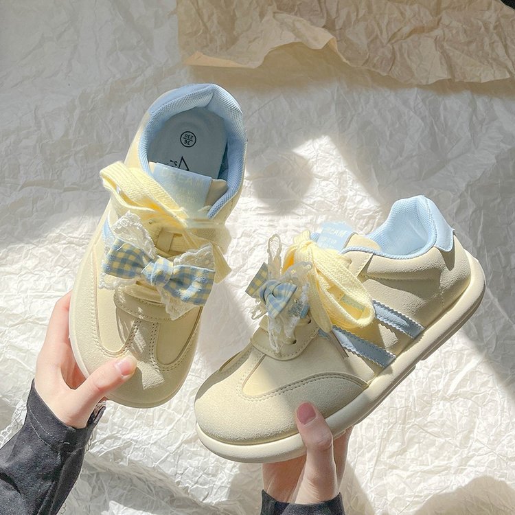 Damen Sneaker Schuhe mit Schleifen Trendig Frauen