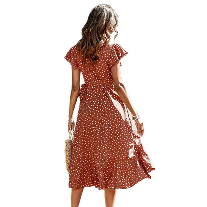 Damen Wickelkleid Elegante Punkte Fließend