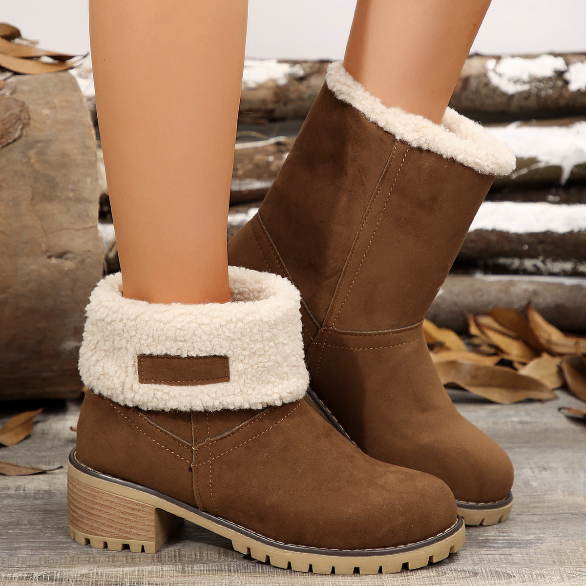 Damen Stiefeletten Warm Kuschelig Rutschfest