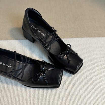 Damen Ballerinas Elegante Schnürung Schleifen Detail