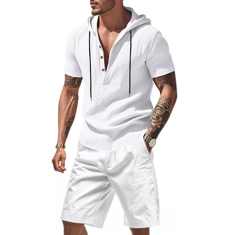 Herren Sport-Shorts-Set mit Henley-Ausschnitt atmungsaktiv - BerlinGlamour