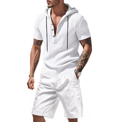 Herren Sport-Shorts-Set mit Henley-Ausschnitt atmungsaktiv - BerlinGlamour