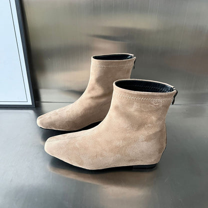 Damen Ankle Boots Wildleder Reißverschluss Schwarz Stiefel - BerlinGlamour