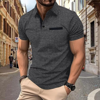 Herren Polohemd Kurzarm Strukturiert Mit Brusttasche
