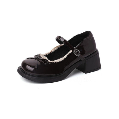 Elegante Damen Pumps Lack Schuhe mit Schleife Bequem